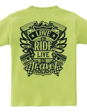 Love To Ride Live To Travel 1 ヴィンテージブルー (バックプリント)