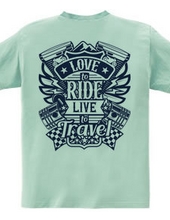 Love To Ride Live To Travel 1 ヴィンテージブルー (バックプリント)