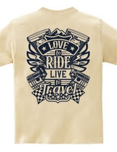 Love To Ride Live To Travel 1 Vintage Blue (Backprint)