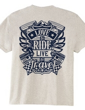 Love To Ride Live To Travel 1 ヴィンテージブルー (バックプリント)