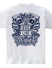 Love To Ride Live To Travel 1 ヴィンテージブルー (バックプリント)