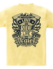 Love To Ride Live To Travel 1 ヴィンテージブルー (バックプリント)