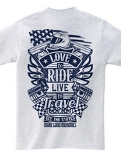 Love To Ride Live To Travel 2 USA ヴィンテージブルー (バックプリント)