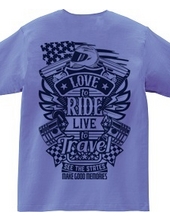 Love To Ride Live To Travel 2 USA ヴィンテージブルー (バックプリント)