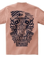 Love To Ride Live To Travel 2 USA ヴィンテージブルー (バックプリント)