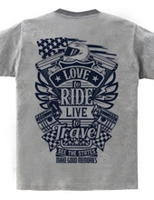 Love To Ride Live To Travel 2 USA ヴィンテージブルー (バックプリント)