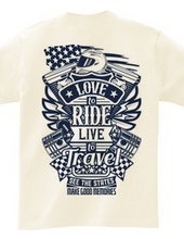 Love To Ride Live To Travel 2 USA Vintage Blue (Backprint)