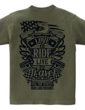 Love To Ride Live To Travel 2 USA ヴィンテージブルー (バックプリント)