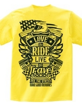 Love To Ride Live To Travel 2 USA ヴィンテージブルー (バックプリント)