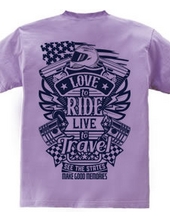 Love To Ride Live To Travel 2 USA Vintage Blue (Backprint)