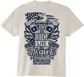 Love To Ride Live To Travel 2 USA ヴィンテージブルー (バックプリント)