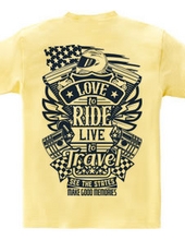 Love To Ride Live To Travel 2 USA ヴィンテージブルー (バックプリント)