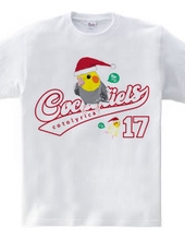 Cockatiels 17 オカメインコ サンタ帽子 エンブレム カレッジ ロゴ