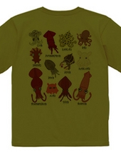 Cute 12 Kinds of squid & octopus (back print)