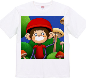可愛らしいお猿きのこTシャツ