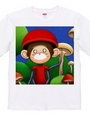 可愛らしいお猿きのこTシャツ