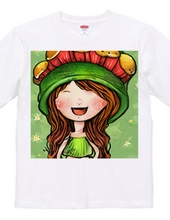 A T-shirt featuring a cute smile and an eye-catching "m