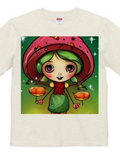 Adorable mushroom girl T-shirt with magical sparkling eyes