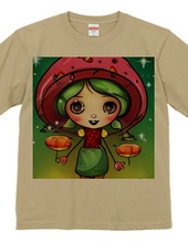 Adorable mushroom girl T-shirt with magical sparkling eyes