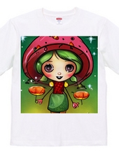 Adorable mushroom girl T-shirt with magical sparkling eyes