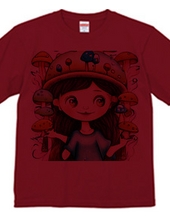 Surrounded by colorful mushrooms in Mr./Ms., a cute girl T-s