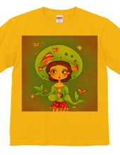 Girl T-shirt singing with "Mushroom Microphone"