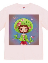 Girl T-shirt singing with "Mushroom Microphone"