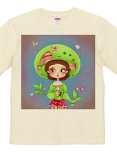 Girl T-shirt singing with "Mushroom Microphone"