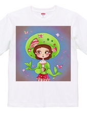 Girl T-shirt singing with "Mushroom Microphone"