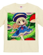 Cute Mushroom Girl T-Shirt in Blue Dress