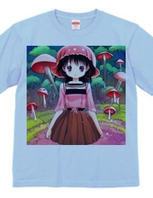 Beautiful girl T-shirt wearing a pink "mushroom hat&quo