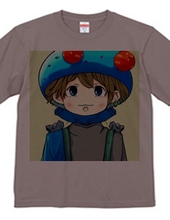 水色の「きのこ帽子」の冒険家Tシャツ