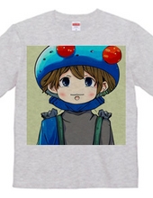 水色の「きのこ帽子」の冒険家Tシャツ