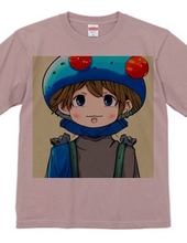 水色の「きのこ帽子」の冒険家Tシャツ