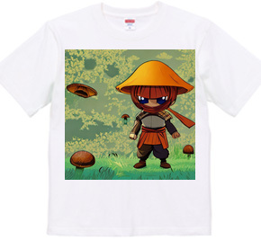 黄色い「きのこ帽子」の忍者きのこTシャツ