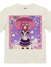 Beautiful girl T-shirt with a large pink "mushroom umbr