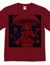 大きな真っ白な「きのこ傘」の美少女Tシャツ