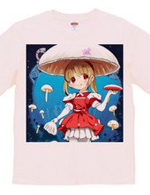 大きな真っ白な「きのこ傘」の美少女Tシャツ