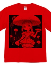 大きな真っ白な「きのこ傘」の美少女Tシャツ