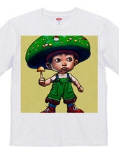 Green "Mushroom Hat" Cute Boy T-Shirt