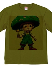 Green "Mushroom Hat" Cute Boy T-Shirt