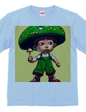 Green "Mushroom Hat" Cute Boy T-Shirt