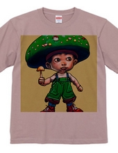 Green "Mushroom Hat" Cute Boy T-Shirt