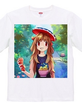 独特の「きのこ傘」の妖精のような少女Tシャツ