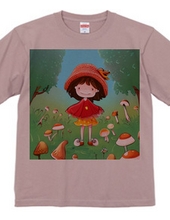 きのこに囲まれ笑顔の少女がハイポーズ!!Tシャツ