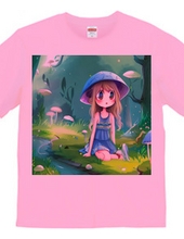 Coordinated "mushroom girl" T-shirt in light blue