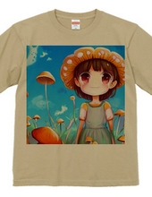 A girl with a flower-like "mushroom hat" is surrou